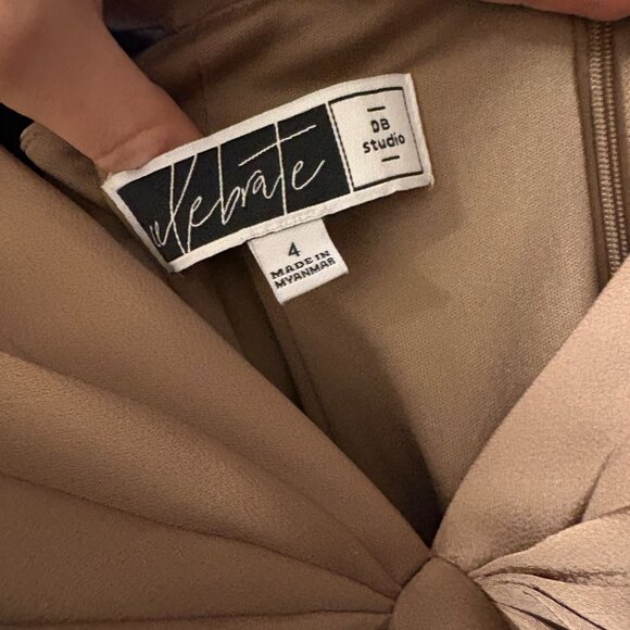 David's Bridal Bias V-Neck Tank Sheeth Long Dress | Matte Satin Size 4 Latte - Picture 4 of 5